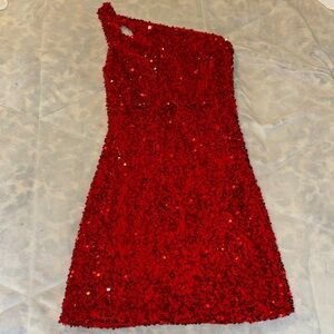 Red Sparkly mini dress